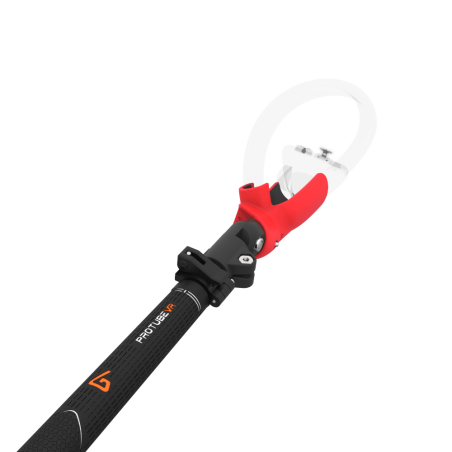 Close view of Swing It VR golf club for Pico 4 Carbon Armature and Red PLA cups Right hand