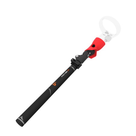 View of Swing It VR golf club for Meta Quest 1 Carbon Armature and Red PLA cups Left hand