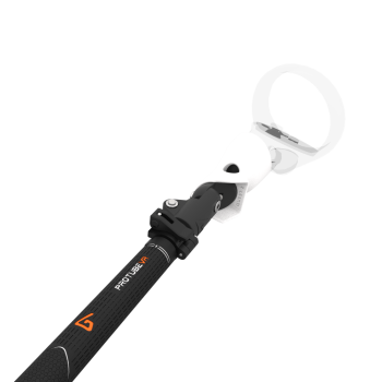 Close view of Swing It VR golf club for Meta Quest 2 Carbon Armature and White PLA cups Left hand