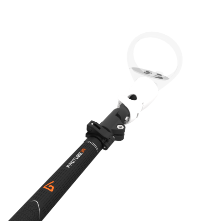 Close view of Swing It VR golf club for Meta Quest 2 Carbon Armature and White PLA cups Right hand