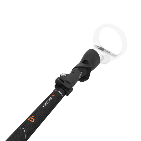 Close view of Swing It VR golf club for Meta Quest 2 Carbon Armature and Black Carbon Fiber cups Left hand