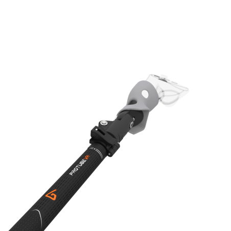 Close view of Swing It VR golf club for Meta Quest 3 Carbon Armature and Grey PLA cups Left hand