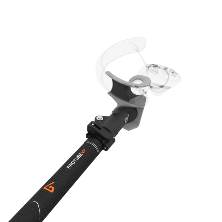 Close view of Swing It VR golf club for Valve Index Carbon Armature and Grey PLA cups Left hand