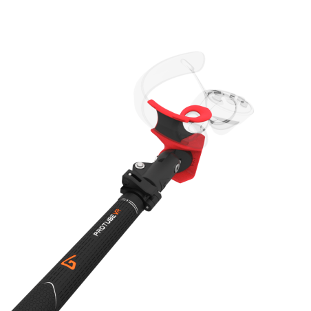 Close view of Swing It VR golf club for Valve Index Carbon Armature and Red PLA cups Left hand