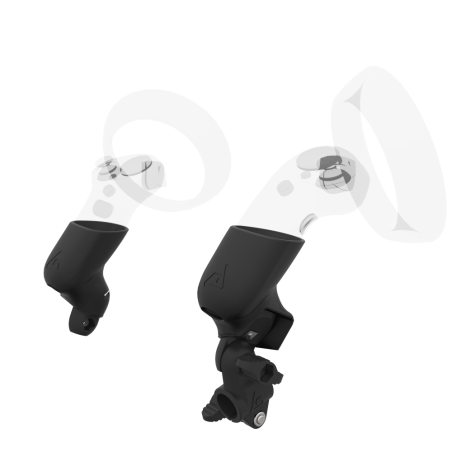 Right view of fastened vr gun stock to magtube gunstock with Black Carbon Fiber cups for HP Reverb G2