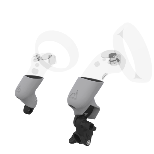 Right view of fastened vr gun stock to magtube gunstock with Grey PLA cups for HP Reverb G2