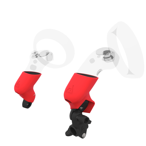 Right view of fastened vr gun stock to magtube gunstock with Red PLA cups for HP Reverb G2