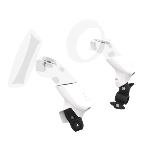 Left view of fastened vr gun stock to magtube gunstock with White PLA cups for HP Reverb G2 Left view of fastened vr gun stock to magtube gunstock with White PLA cups for HP Reverb G2