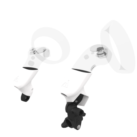 Right view of fastened vr gun stock to magtube gunstock with White PLA cups for HP Reverb G2