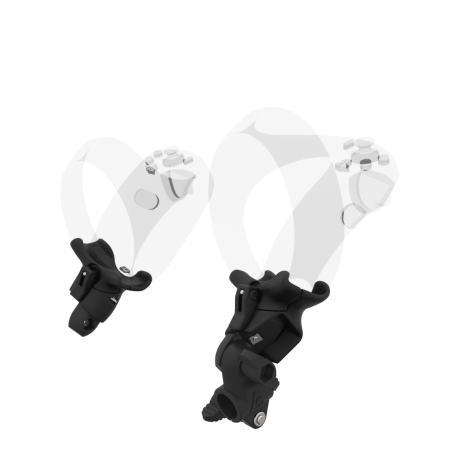 Right view of fastened vr gun stock to magtube gunstock with Black Carbon Fiber cups for Sony Playstation PSVR 2