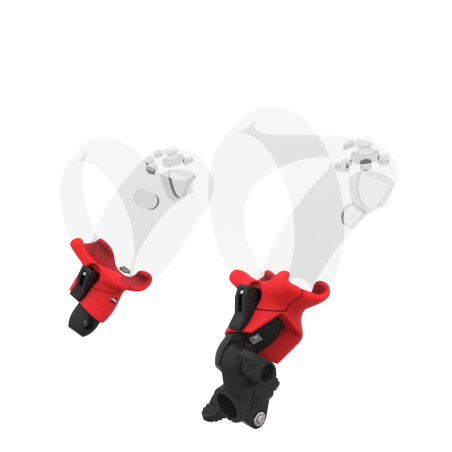 Right view of fastened vr gun stock to magtube gunstock with Red PLA cups for Sony Playstation PSVR 2