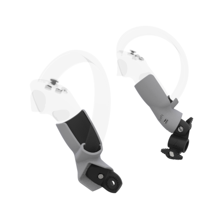 Left view of fastened vr gun stock to magtube gunstock with Grey PLA cups for Pico 4