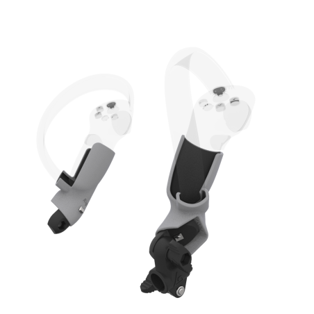 Right view of fastened vr gun stock to magtube gunstock with Grey PLA cups for Pico 4
