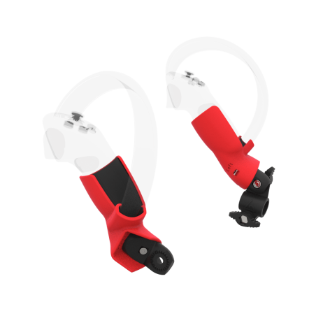 Left view of fastened vr gun stock to magtube gunstock with Red PLA cups for Pico 4