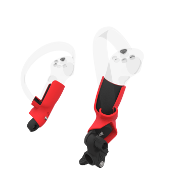 Right view of fastened vr gun stock to magtube gunstock with Red PLA cups for Pico 4