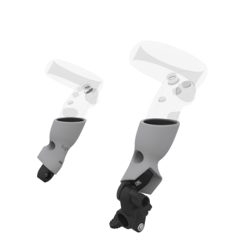 Right view of fastened vr gun stock to magtube gunstock with Grey PLA cups for Meta Quest 1 and Rift S