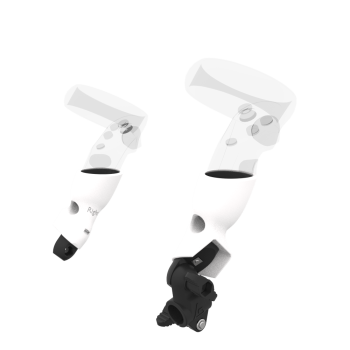 Right view of fastened vr gun stock to magtube gunstock with White PLA cups for Meta Quest 1 and Rift S