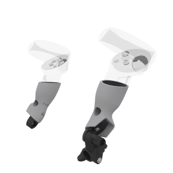 Right view of fastened vr gun stock to magtube gunstock with Grey PLA cups for Meta Quest 2
