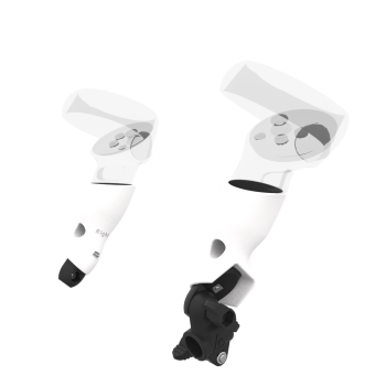 Right view of fastened vr gun stock to magtube gunstock with White PLA cups for Meta Quest 2
