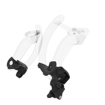 Right view of fastened vr gun stock to magtube gunstock with Black Carbon Fiber cups for Valve Index Knuckles