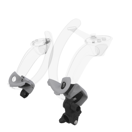 Right view of fastened vr gun stock to magtube gunstock with Grey PLA cups for Valve Index Knuckles