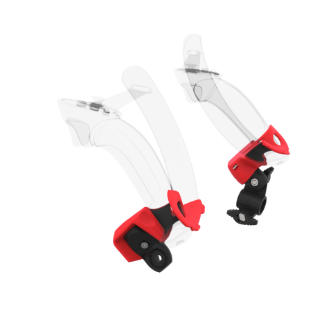 Left view of fastened vr gun stock to magtube gunstock with Red PLA cups for Valve Index Knuckles