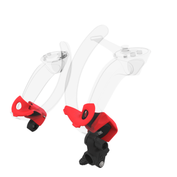 Right view of fastened vr gun stock to magtube gunstock with Red PLA cups for Valve Index Knuckles