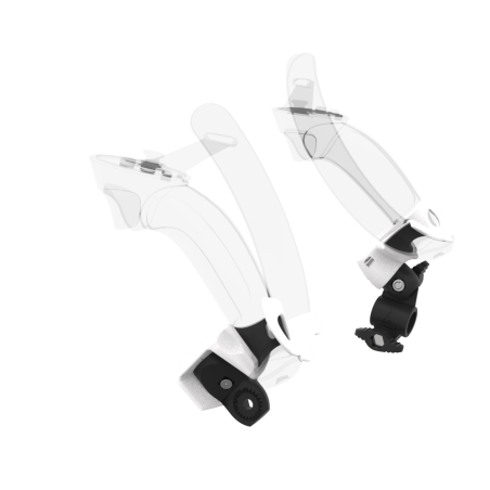 Left view of fastened vr gun stock to magtube gunstock with White PLA cups for Valve Index Knuckles