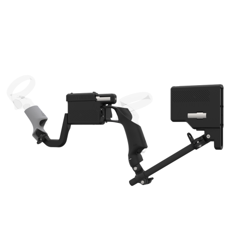 Left view of ProVolver for Focus 3 and XR Elite with Black Rear Cup Left Explorer haptic stock Carbon tube front grey