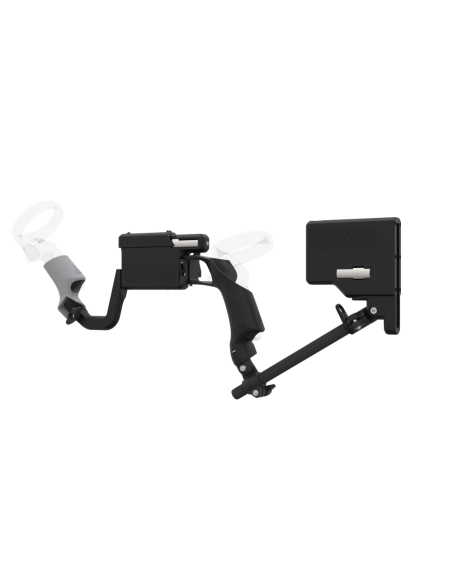 Left view of ProVolver for Focus 3 and XR Elite with Black Rear Cup Left Explorer haptic stock Carbon tube front grey