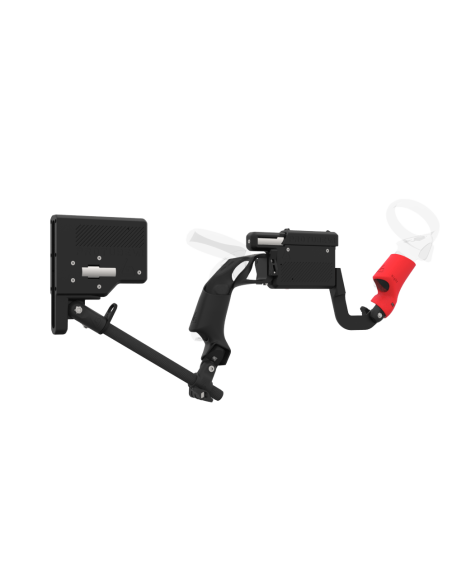 Right view of ProVolver for Focus 3 and XR Elite with Black Rear Cup Left Explorer haptic stock Carbon tube front red