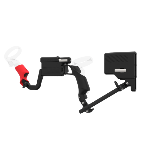 Left view of ProVolver for Focus 3 and XR Elite with Black Rear Cup Left Explorer haptic stock Carbon tube front red