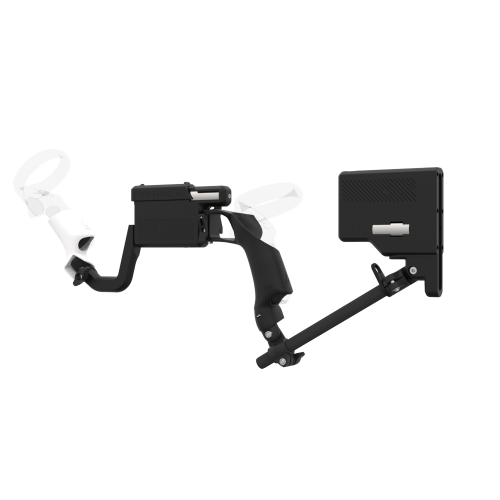 Left view of ProVolver for Focus 3 and XR Elite with Black Rear Cup Left Explorer haptic stock Carbon tube front white
