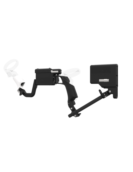 Left view of ProVolver for Focus 3 and XR Elite with Black Rear Cup Left Explorer haptic stock Carbon tube front white