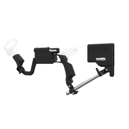 Left view of ProVolver for Focus 3 and XR Elite with Black Rear Cup Left Explorer haptic stock Chrome tube front carbon