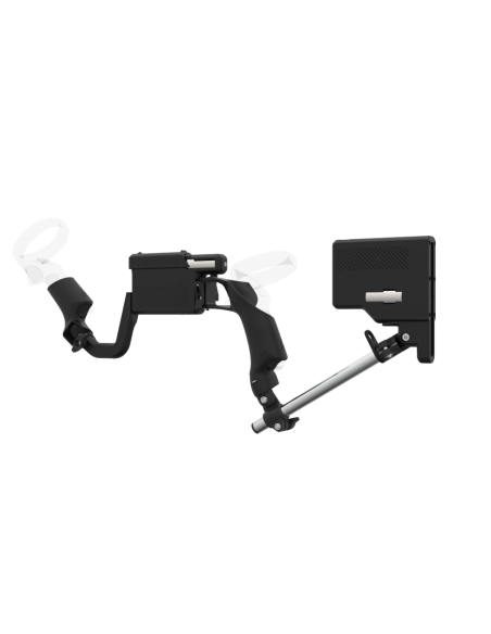 Left view of ProVolver for Focus 3 and XR Elite with Black Rear Cup Left Explorer haptic stock Chrome tube front carbon