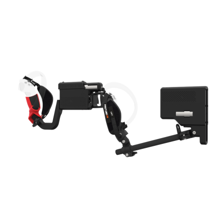 Left view of ProVolver for Pico 4 with Black Rear Cup Left Explorer haptic stock Carbon tube front red