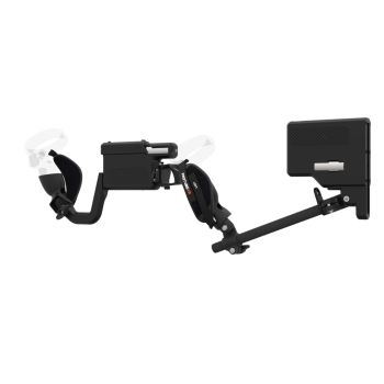 Left view of ProVolver for Meta Quest 1 and Rift S with Black Rear Cup Left Explorer haptic stock Carbon tube front carbon