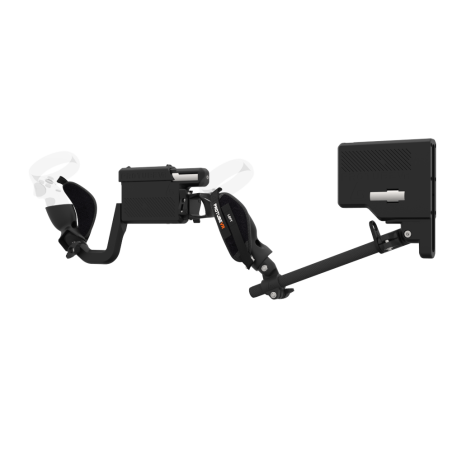 Left view of ProVolver for Meta Quest 1 and Rift S with Black Rear Cup Left Explorer haptic stock Carbon tube front carbon