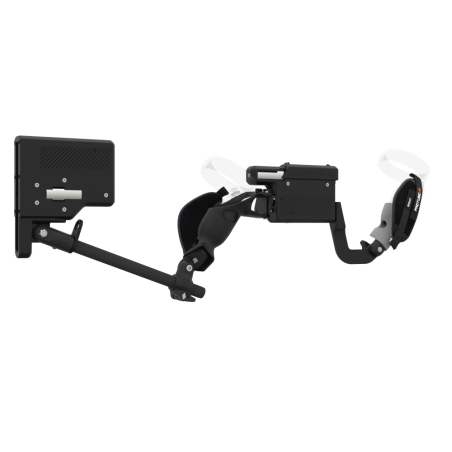 Right view of ProVolver for Meta Quest 1 and Rift S with Black Rear Cup Left Explorer haptic stock Carbon tube front grey