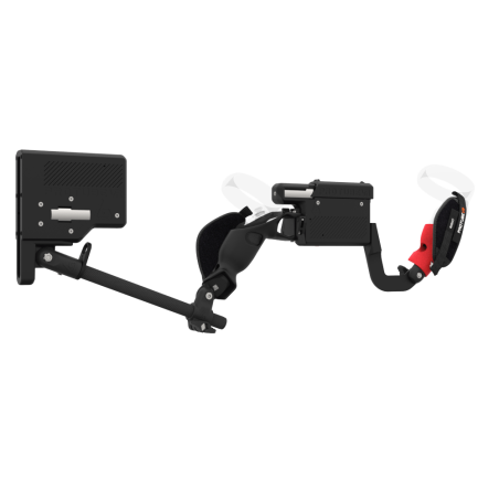 Right view of ProVolver for Meta Quest 1 and Rift S with Black Rear Cup Left Explorer haptic stock Carbon tube front red