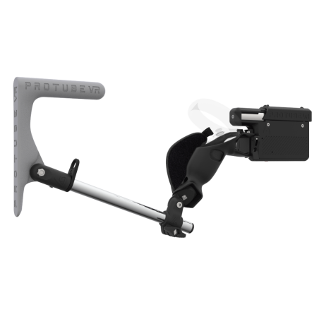 Right view of ProVolver for Meta Quest 1 and Rift S with Black Rear Cup Left Grey MK1 stock Chrome tube no front