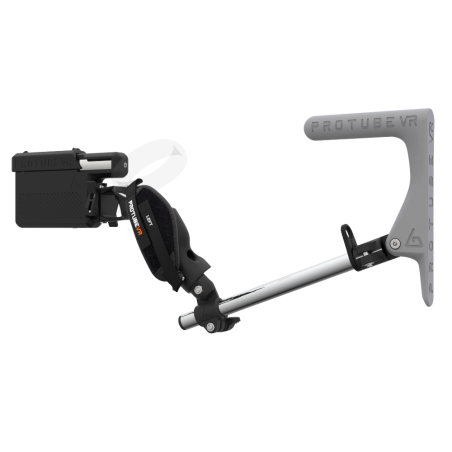 Left view of ProVolver for Meta Quest 1 and Rift S with Black Rear Cup Left Grey MK1 stock Chrome tube no front