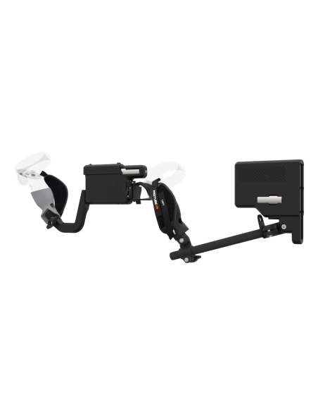 Left view of ProVolver for Meta Quest 2 with Black Rear Cup Left Explorer haptic stock Carbon tube front grey