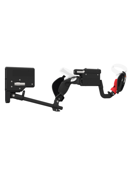 Right view of ProVolver for Meta Quest 2 with Black Rear Cup Left Explorer haptic stock Carbon tube front red