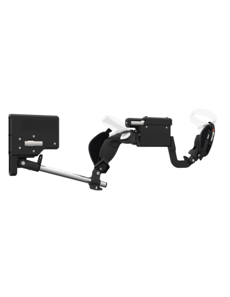 Right view of ProVolver for Meta Quest 2 with Black Rear Cup Left Explorer haptic stock Chrome tube front carbon