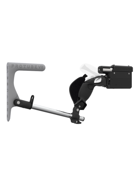 Right view of ProVolver for Meta Quest 2 with Black Rear Cup Left Grey MK1 stock Chrome tube no front