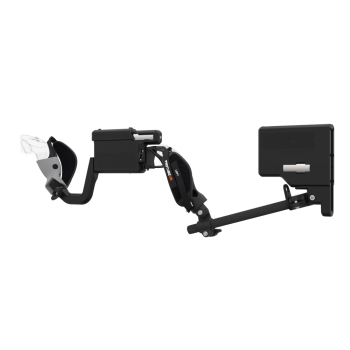 Left view of ProVolver for Meta Quest 3 and Quest Pro with Black Rear Cup Left Explorer haptic stock Carbon tube front grey