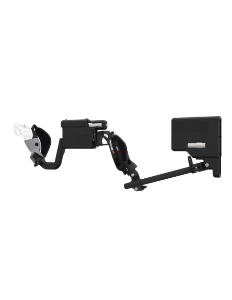 Left view of ProVolver for Meta Quest 3 and Quest Pro with Black Rear Cup Left Explorer haptic stock Carbon tube front grey