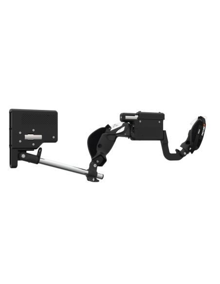 Right view of ProVolver for Meta Quest 3 and Quest Pro with Black Rear Cup Left Explorer haptic stock Chrome tube front carbon